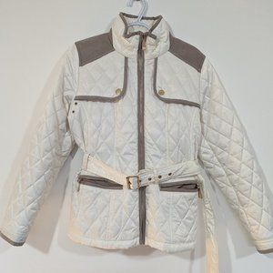 Vince Camuto White & Suede Puffer Jacket s: L